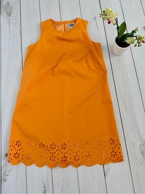 NWOT Orange Sleeveless Dress with Laser-Cut Hem